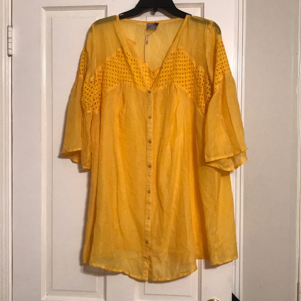 ASOS bell sleeve eyelet beach swim coverup sz 6 m